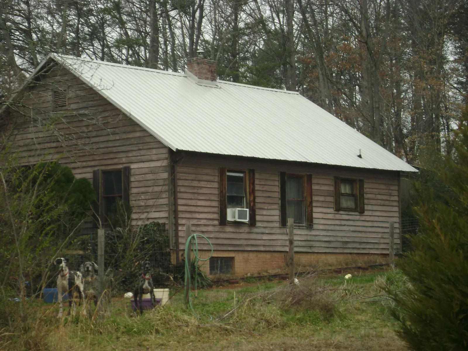White metal roof on an old wood sided farmhouse, from a Asphalt Shingle Roof Repair job in Palmer